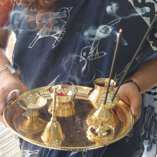 Veda Brass Pooja Thali | Havan Thali Set - Codesustain