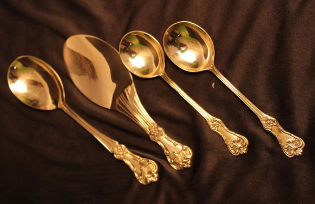 Ayās Brass Serving Spoons l Brass Serving Ladle Set (4 pieces) - Codesustain