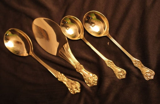 Ayās Brass Serving Spoons l Brass Serving Ladle Set (4 pieces) - Codesustain