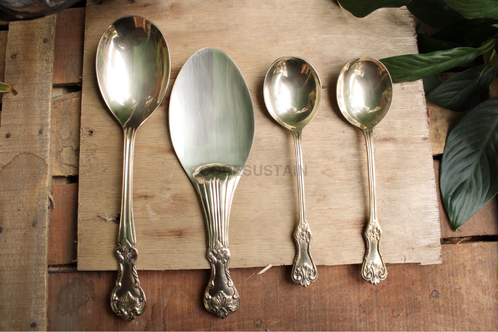 Ayās Brass Serving Spoons l Brass Serving Ladle Set (4 pieces) - Codesustain