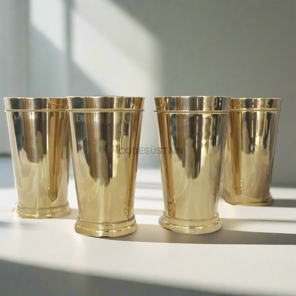 Gold Big Brass Patiala Glass | Pital Lassi Glass - Codesustain Ventuures Pvt Ltd