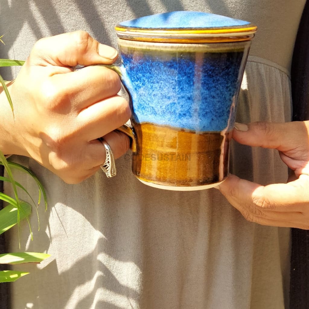 StoneLuxe Oceanic Blue Steeper (Infuser) Tea Cup - Codesustain