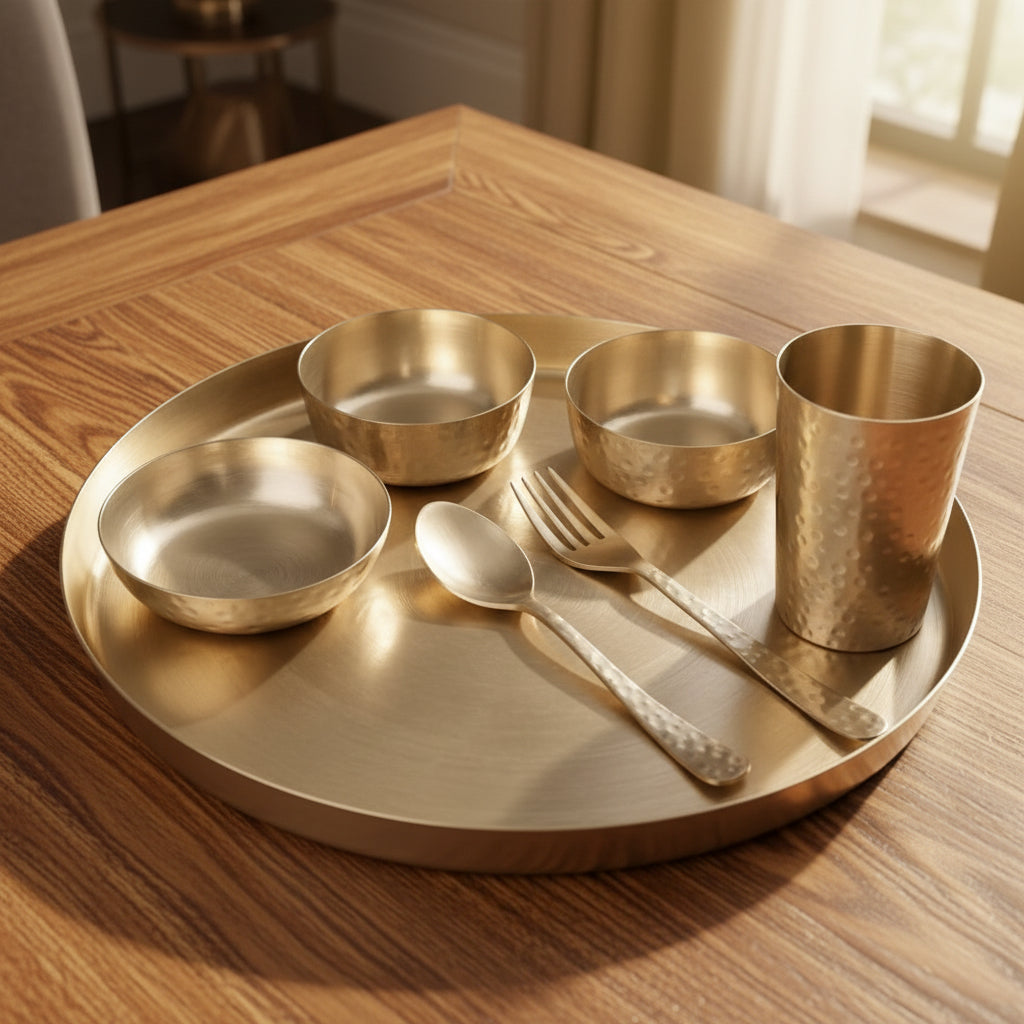 hammered bronze thali set