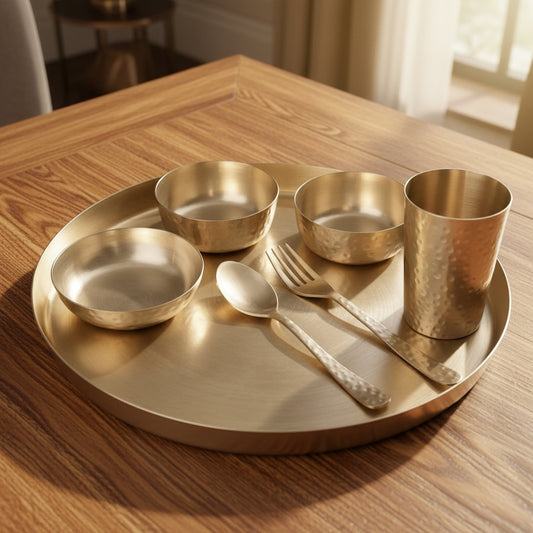 hammered bronze thali set