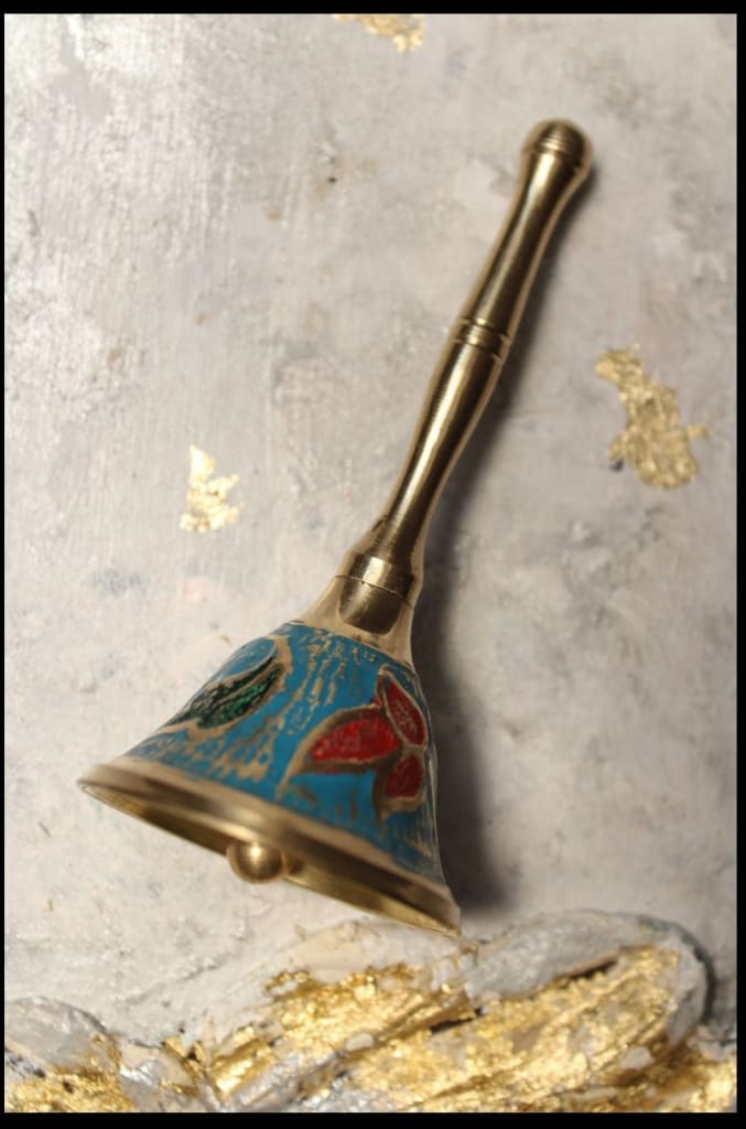 Traditional Brass Bell | Golden Finish Brass Hand Bell For Home, Temple - Codesustain