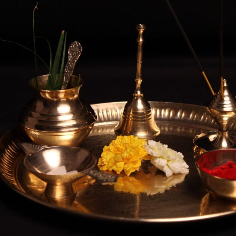 Veda Brass Pooja Thali | Havan Thali Set - Codesustain