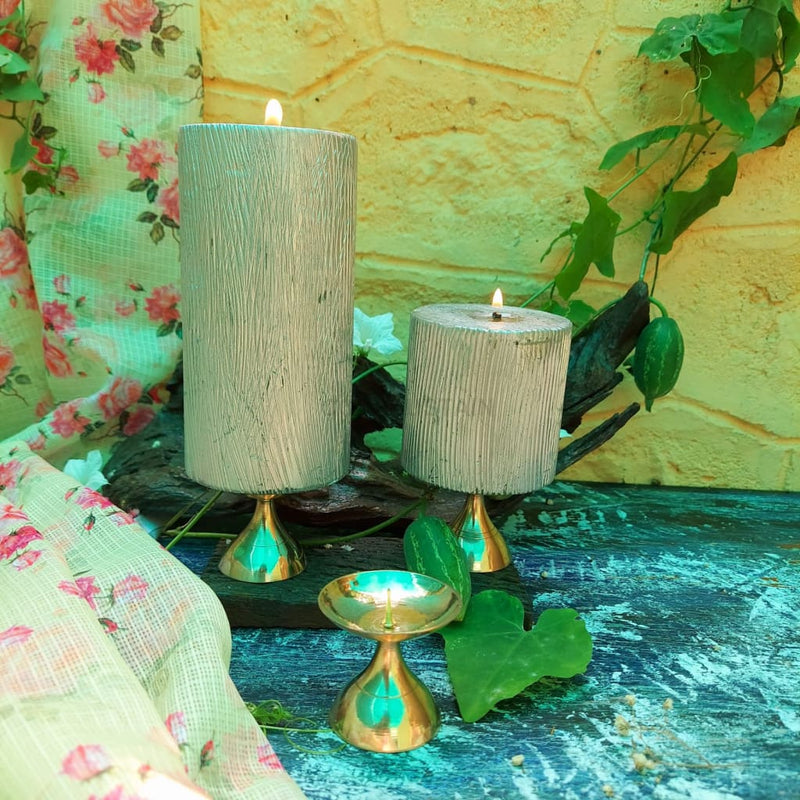 Vintage Brass Compact Candle Holders | Gold Taper Candlesticks |Tableware |Set of 2 - Codesustain