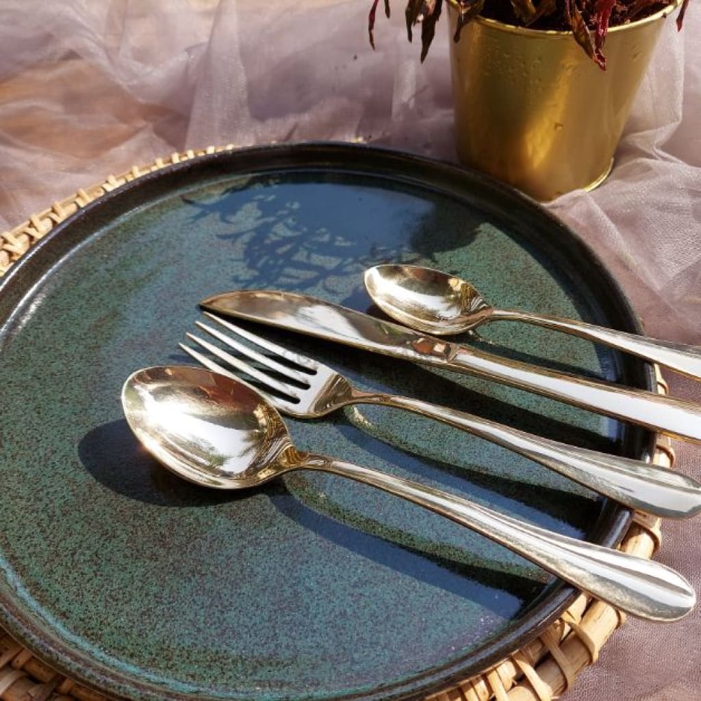 Ayās Vintage Brass Cutlery Set (4 pieces) - Codesustain