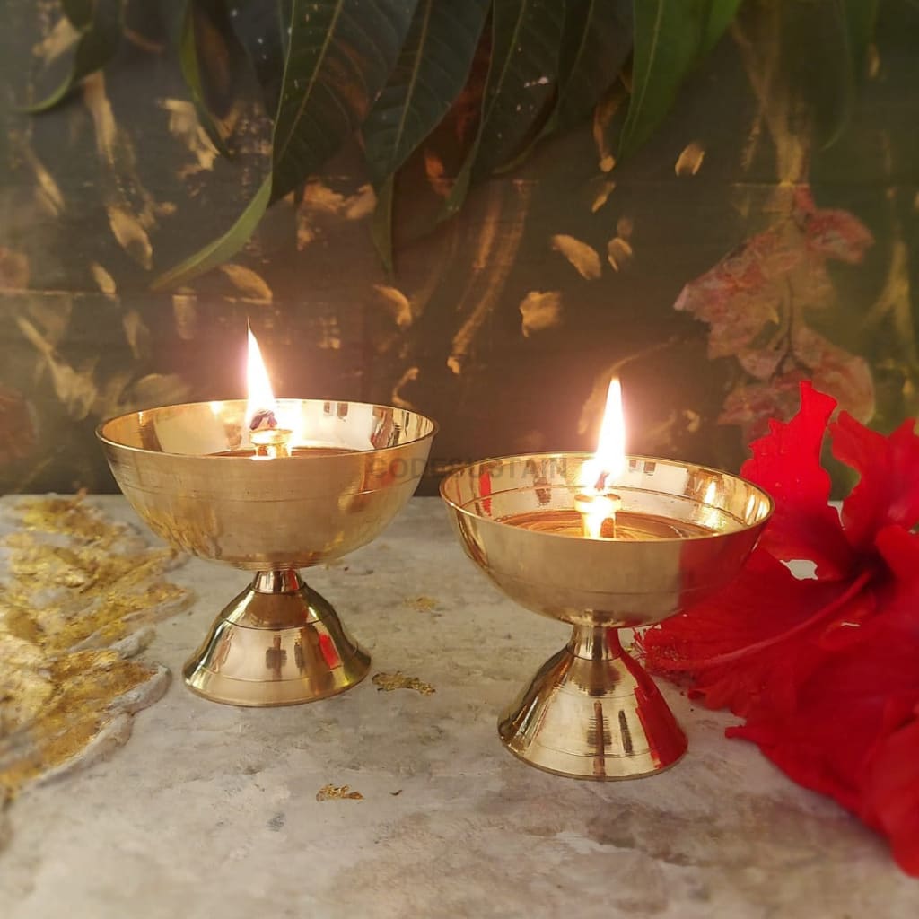 Vintage Brass Diyas | Golden Finish |Akand Diya - Codesustain