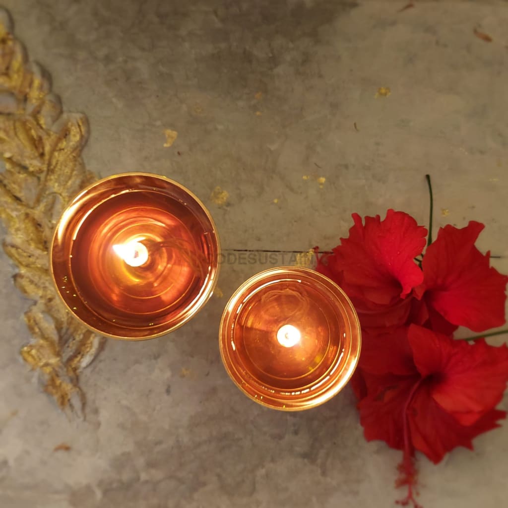 Vintage Brass Diyas | Golden Finish |Akand Diya - Codesustain