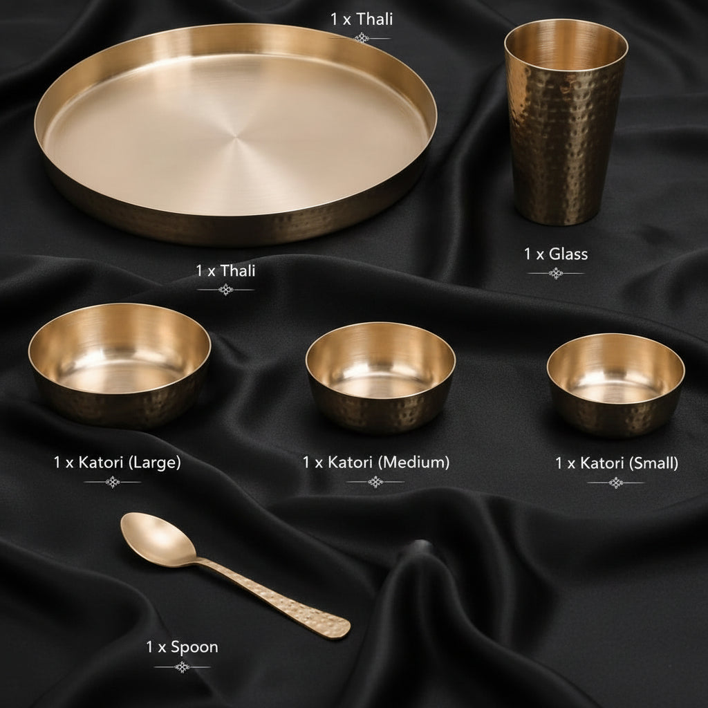 textured bronze thali (whats included)