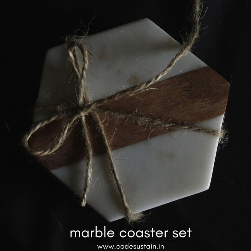Marble Hexagon Handcrafted Coaster | Luxury Coasters (Set Of 4)