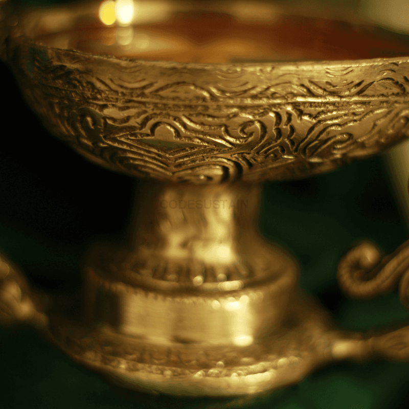 Antique Brass Large Deepam | Diya - 1.3 Kgs