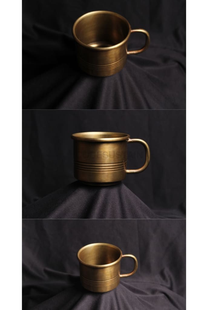 Ayās Antique Ribbed Brass Cup | Antique Pital Ribbed Tea | Coffee Cups - Codesustain