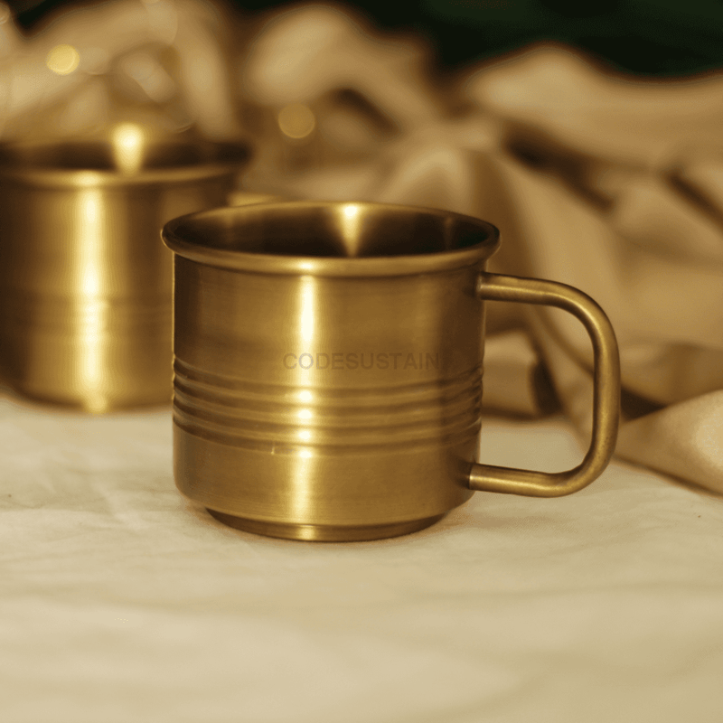 Antique Ribbed Brass Cup Serveware