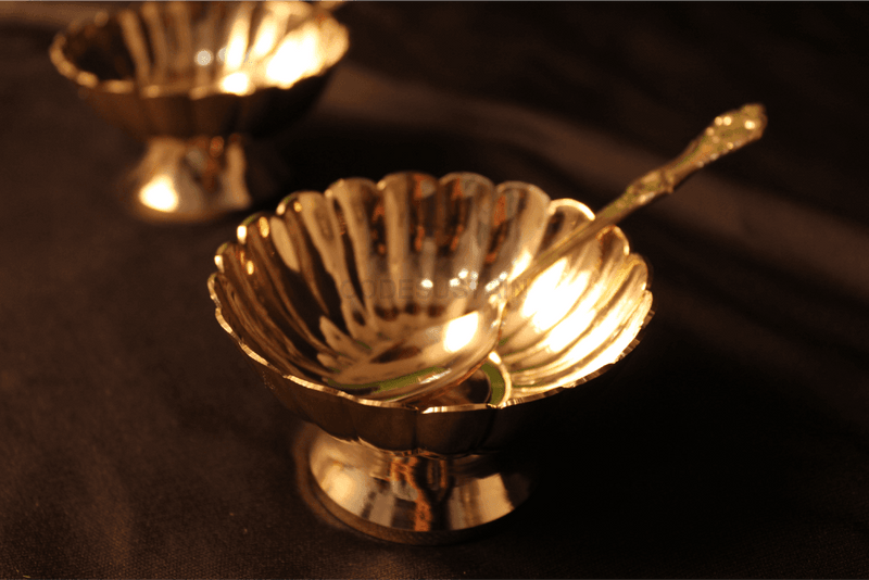 Ayās Artistic Brass Sorbet Cups | Ice Cream Cups (Set of 2) - Codesustain