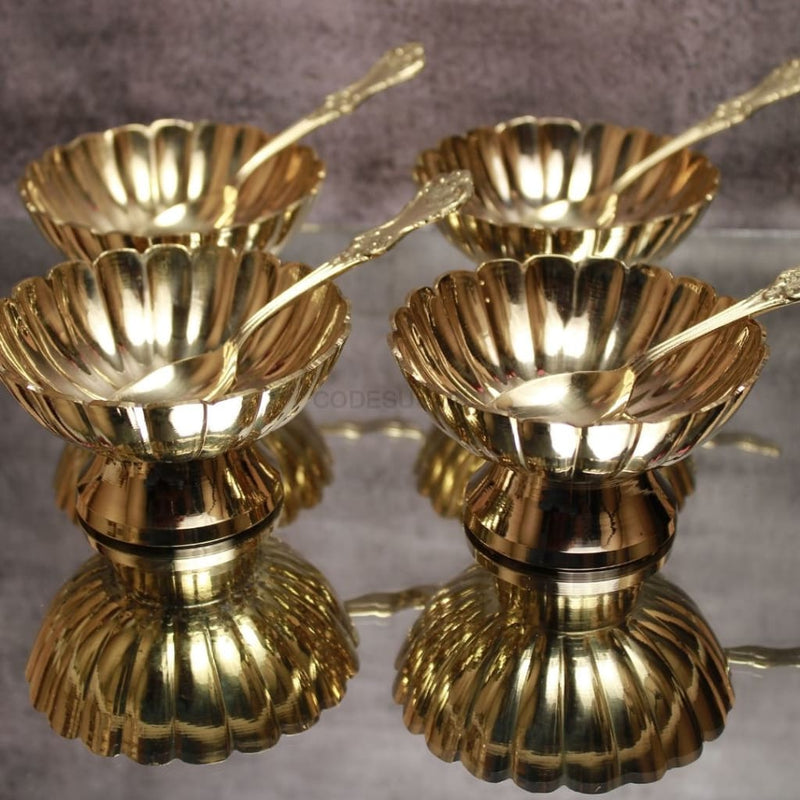 Ayās Artistic Brass Sorbet Cups | Ice Cream Cups (Set of 2) - Codesustain