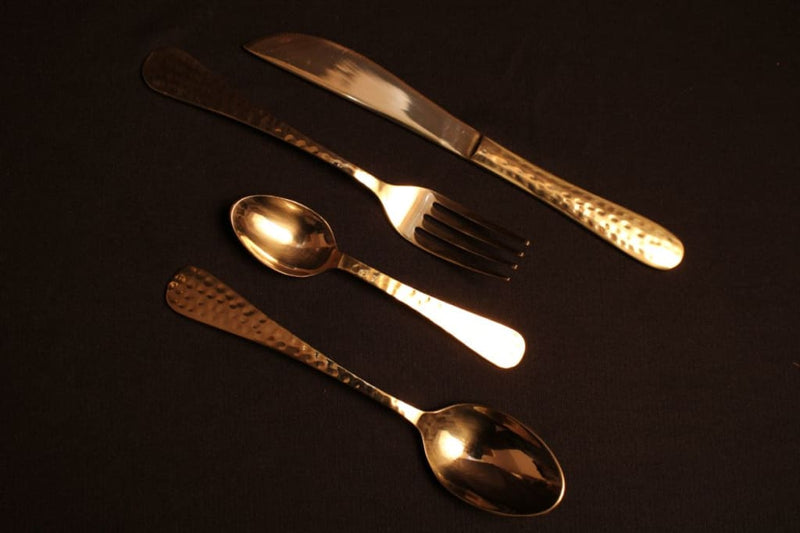 Ayās Embossed Brass Cutlery Set (4 pieces) - Codesustain