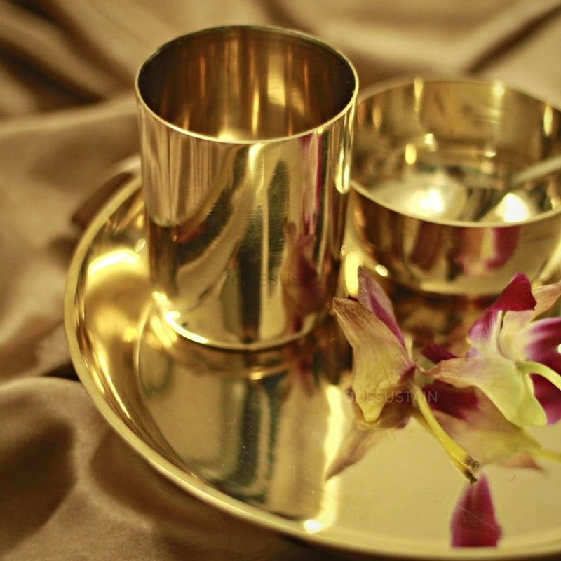 Golden Mini Kansa Thali Set | Bronze Baby Set