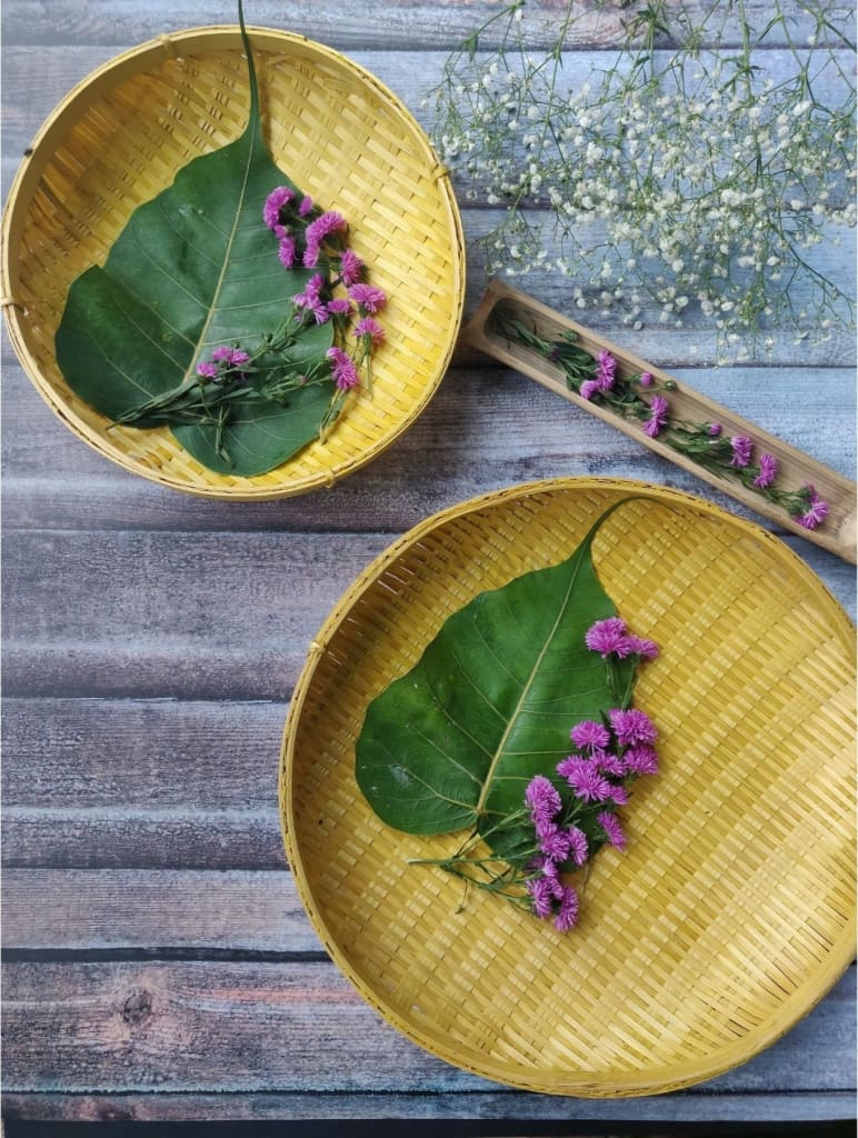 Handmade Bamboo Momo Platter | String Hopper Server | Idli Chutney | Dip server - Codesustain