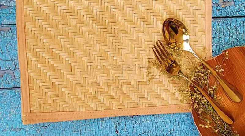 Kaca Woven Rectangle Bamboo Placemat With Piping | 18 inch x 12 inch - Codesustain