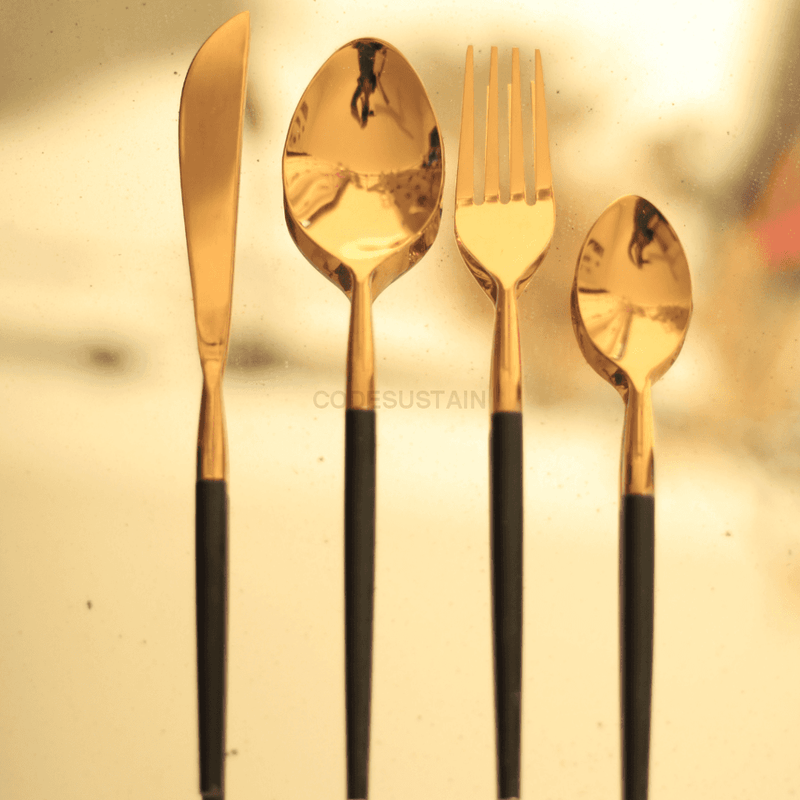 Luxury Black Cutlery Set (4 Pcs)