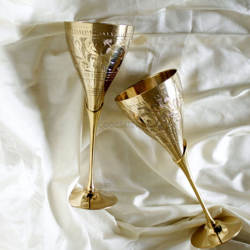 Dining, Vintage Brass Wine Glasses