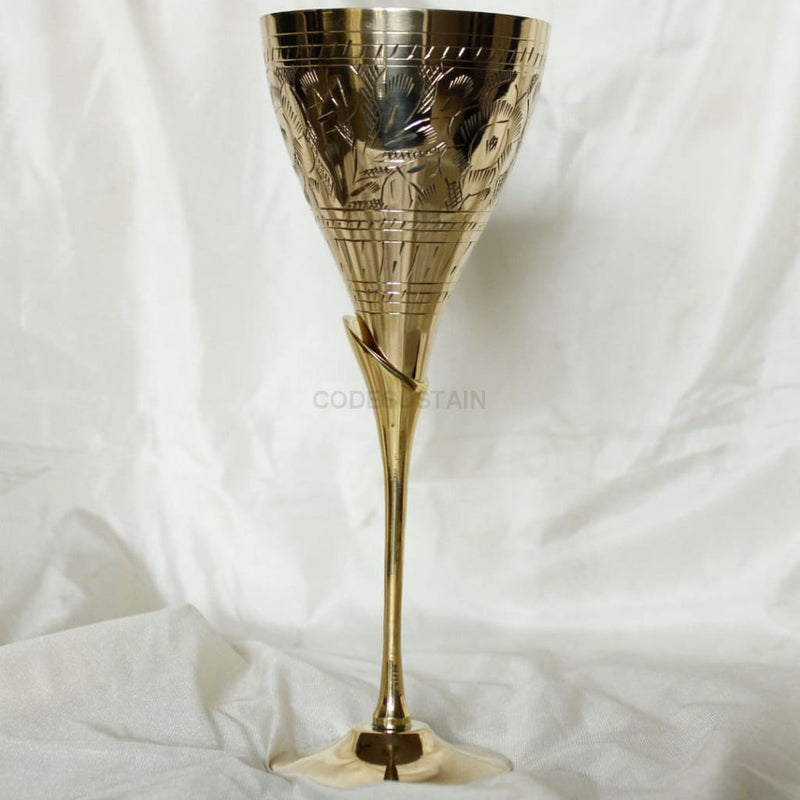 Buy Codesustain Golden Ayas Rustic Brass Wine Glass - Set of 2