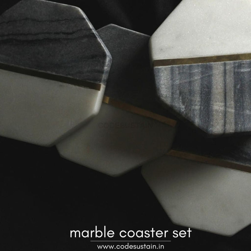 Marble Octagon Coasters Handcrafted Coaster | Luxury (Set Of 4)