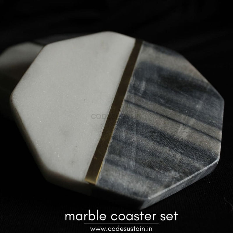 Marble Octagon Coasters Handcrafted Coaster | Luxury (Set Of 4) Set 2