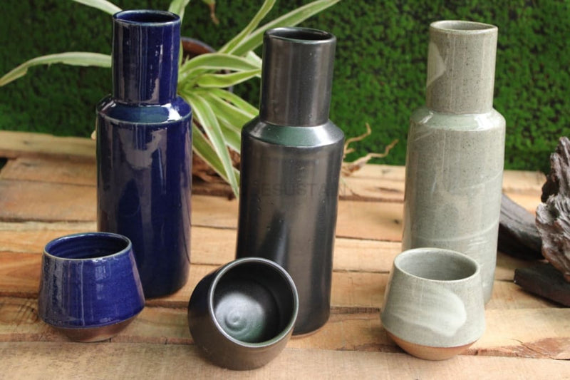 StoneLuxe Handcrafted Water Bottle With Built-in Cup - Codesustain