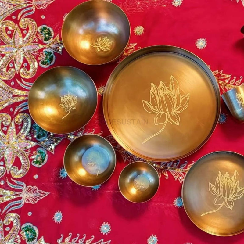 Sudha Antique Brass Thali | 11.5 inches - Codesustain