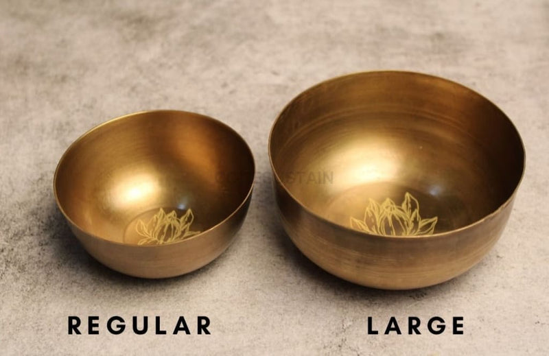 Sudha Antique Brass Salad and Soup Bowl | Serving Bowl l Large Curry Bowl - Codesustain
