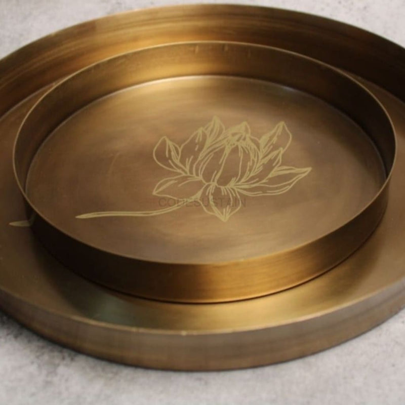 Sudha Antique Brass Appetizer Plate | Pasta Plate | Snack Plate | 8 inches - Codesustain