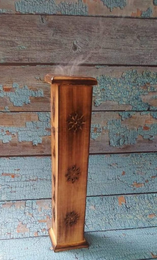 Veda Wooden Carved Incense and Dhoop Tower | Incense Stick Holder| 12 Inch - Codesustain