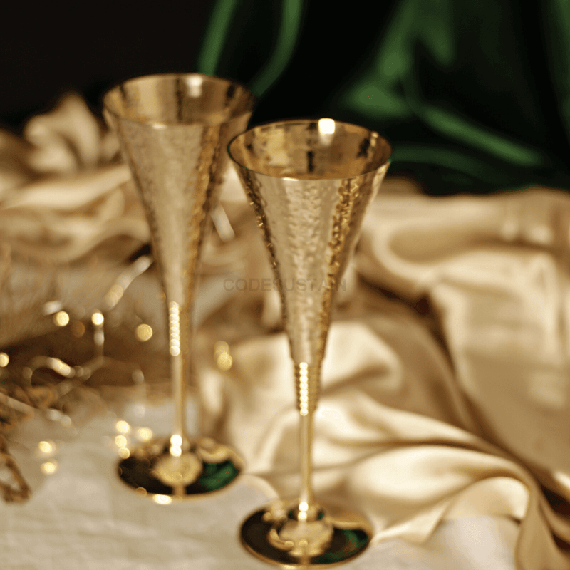 Vintage Brass Party Cocktail L Mocktail Wine Glasses (Set Of 2)